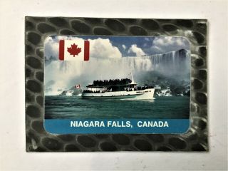 Vtg Niagara Falls,  Canada Fridge Magnet Flag Maid Of The Mist Holographic Frame