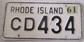 Rhode Island 1961 License Plate Cd434