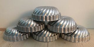 Vintage Set Of 6 Mini Aluminum Swirl Baking Pans/tins/molds/jello/tart/cake