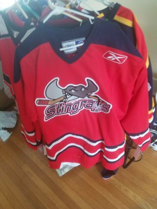 Euc South Carolina Stingrays Red Minor League Hockey Jersey Sz Xl Reebok
