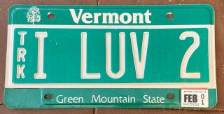 Vermont Vanity License Plate I Love Too