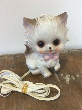 Adorable Vintage Cat Kitten Statue Night Light