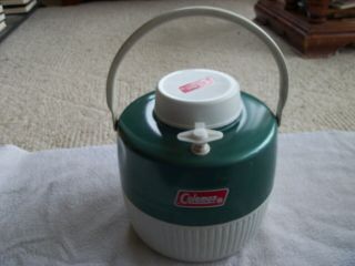 Vintage Coleman 1 Gallon Water Cooler Thermos Green White Camping 1974