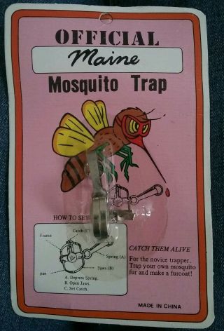 Official " Maine " Mosquito Trap - Catch Them Alive - Novelty Gag Gift - Vintage