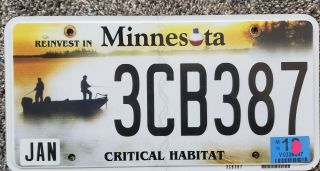 Minnesota License Plate.  Critical Habitat