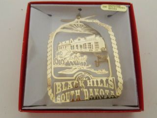 Nations Treasures Black Hills South Dakota Christmas Ornament Gold Finish Brass