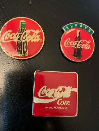 3 Vintage Coca Cola 1990s Refrigerator Magnets