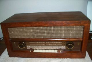 Vintage Grundig Table Top Tube Radio Solid Wood Very Early