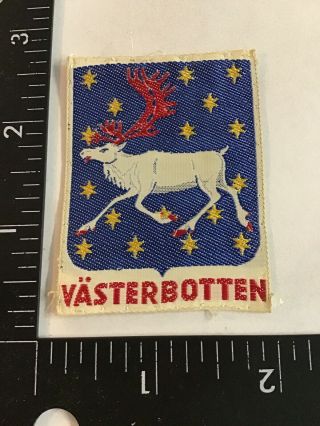 Vtg Vasterbotten Sweden Travel Souvenir Sew - On Cloth Patch Badge Emblem
