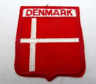 Vintage Embroidered Felt Travel Souvenir Flag Patch - Denmark