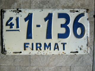 1941 Argentina Firmat Santa Fe License Plate