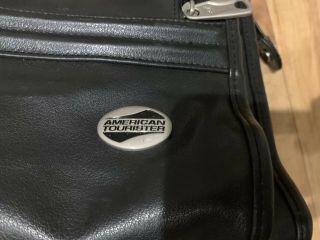 Vintage American Tourister Black Leather Laptop Messenger Bag 2