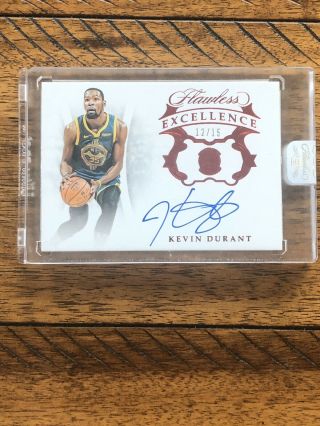 Kevin Durant 2018 - 19 Flawless Auto 12/15 On Card Warriors Nets Panini