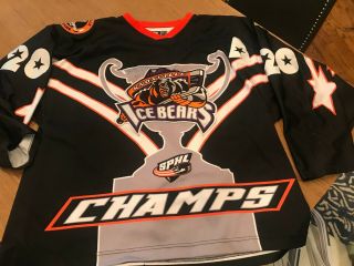 Knoxville Ice Bears Bj Pelky Champions Game Worn Sphl Pro Hockey Jersey Mens Xl