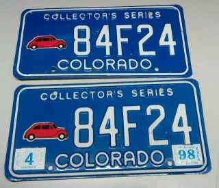 1998 Colorado State Collectors Series License Plate Pair Matched Set Metal 84f24