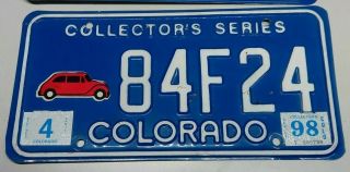 1998 COLORADO STATE COLLECTORS SERIES LICENSE PLATE PAIR MATCHED SET METAL 84F24 2