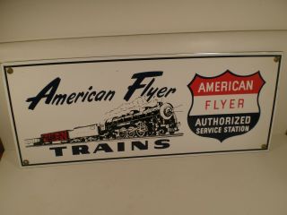 American Flyer Trains,  Porcelain Authorized Service Station Sign.  One
