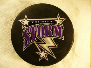 Ushl Tri - City Storm Vintage Logo League Official Game Hockey Puck Collect Pucks