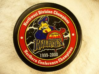 Echl Peoria Rivermen 2000 North Conf Champs Official Hockey Puck Collect Pucks