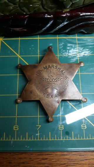 Us Marshal Badge Vintage Pecos Texas