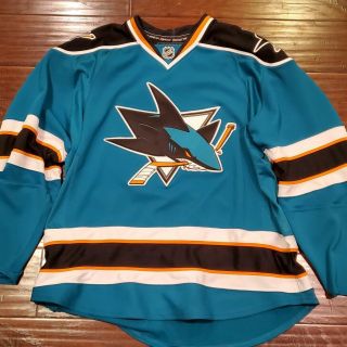 2009 San Jose Sharks Game Authentic Jersey Reebok Edge 56 Teal Nhl Hockey Issued