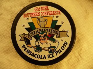 Echl Pensacola Ice Pilots 98 Southern Conf Champs Logo Hockey Puck Collect Pucks