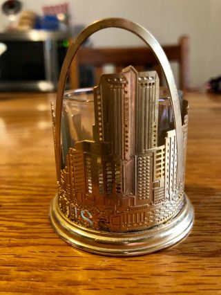 Vintage St.  Louis Glass & Brass Candle Holder Souvenir Toothpick