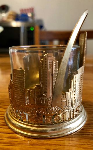Vintage St.  Louis Glass & Brass Candle Holder Souvenir Toothpick 3