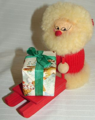 Vintage Ljungstroms Of Sweden Santa On Sled With Present 8219