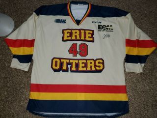 Cameron Lizotte 49 Ohl Chl Erie Otters Game Worn Ccm Tan Warm Up Jersey Signed