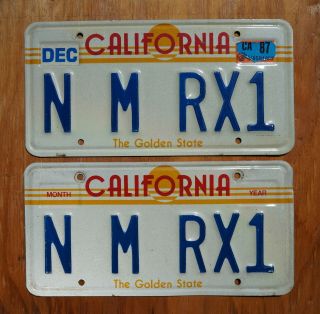 1987 California Vanity License Plate - Pair / Set