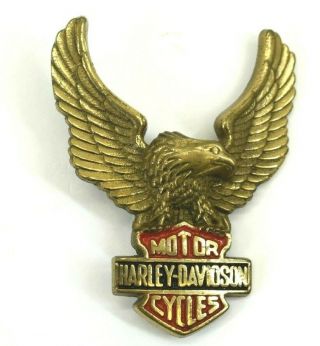 Harley Davidson Vintage 1983 Solid Brass Gold Eagle Emblem Belt Buckle 3.  25x2.  5 "