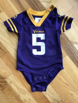 Nfl Minnesota Vikings Mn Baby 0 - 3m Bridgewater Jersey Bodysuit