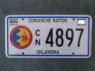 Comanche Nation License Plate 4897 Oklahoma Indian Tribe Tribal Horse Warrior