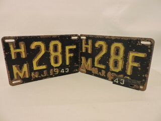 1943 Jersey License Plate (s) (tags) Set Of 2 Not Reprints