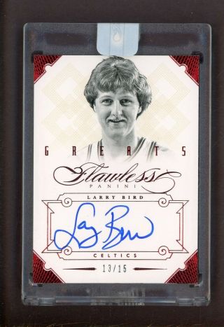 2012 - 13 Flawless Greats Ruby Larry Bird Boston Celtics Hof On Card Auto 13/15