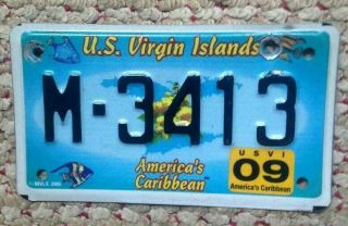 U.  S.  Virgin Islands Tropical Fish Graphic Motorcycle Cycle License Plate Tag