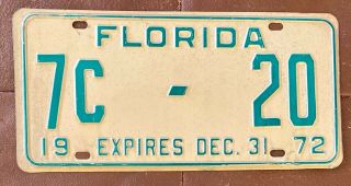 Florida 1972 Orange County License Plate Quality 7c - 20