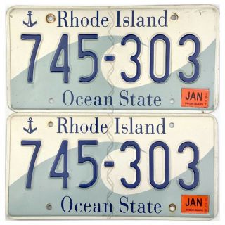 Recent Rhode Island Wave License Plate Pair 745 - 303
