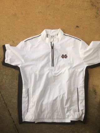 Adidas Mississippi State Bulldogs Size Men Large Golf Wind Jacket Football White