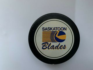 Vintage Whl Official Game Hockey Puck Saskatoon Blades Western Hockey League