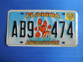 2008 Florida Aquaculture Fish License Plate Tag