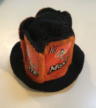 Vintage Old Fashion Moxie Soda Pop Can Advertising Sewn Hat Black Orange Display