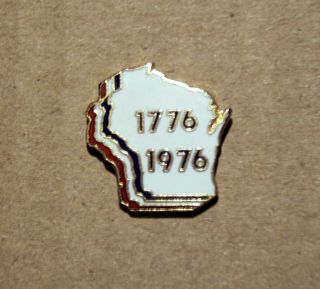 Wisconsin Bicentennial Enamel Lapel Pin,  1776 - 1976
