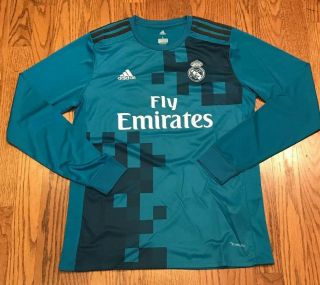 Adidas Real Madrid Fc Soccer Long Sleeve Third Jersey 2017 - 18 Blue Verane 5 - L