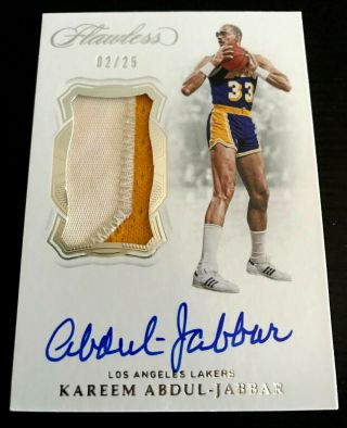 2/25 Kareem Abdul - Jabbar 2018 - 19 Flawless Autograph Auto Game Worn Patch Lakers