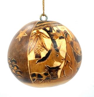 Christmas Ornament Wood Or Nut Carved Nativity Scene,  Angel,  Wise Men Vintage