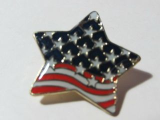 Vintage 1 " Patriotic Flag Red White And Blue Star Tac Lapel Pin Pinback