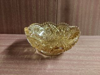 Vintage Amber/yellow Depression Cut Glass Candy Dish