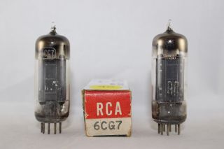 Matched Pair Rca 6cg7 Black Plate Center Shield Test Strong @ 88 - 93 Nos